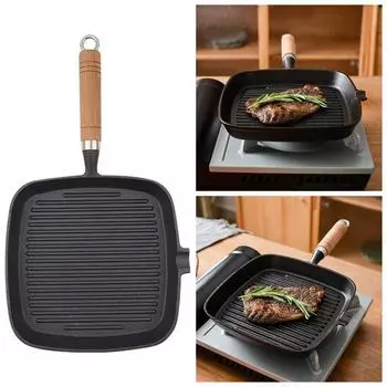 Чугунная сковорода без покрытия и антипригарное покрытие бытовая кухонная утварь 24 см сковорода для жарки стейков походные инструменты белый