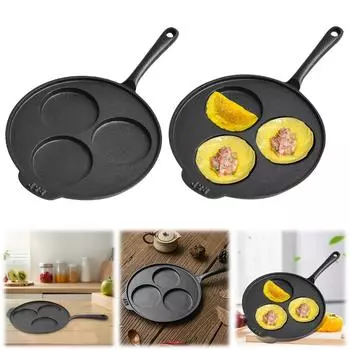 Чугунная сковорода для блинов с антипригарным покрытием, 3-чашковая сковорода для омлета диаметром 9 дюймов для газовой плиты и индукционной плиты