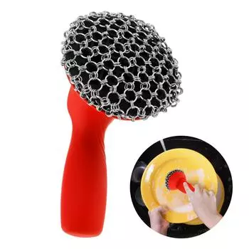 Чугунная скребок с силиконовой ручкой кухонная ржавчина кастрюли щетка для чистки сковородок удаление ржавчины стойкие пятна металл красный