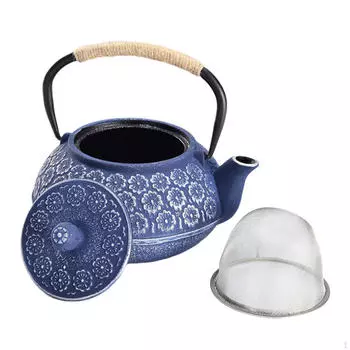 Чугунный чайник, чайник, 1 л, подарок на день рождения с вкладышем, заварочный чайник, эмалированная подкладка для кухни