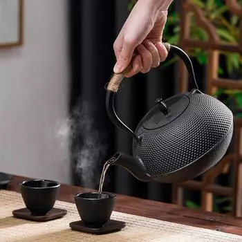 Чугунный чайник для кемпинга, круглая плита для кипячения чая, открытый огонь, разделение воды для чая, чашка для чая, чайный сервиз, аксессуары для чая