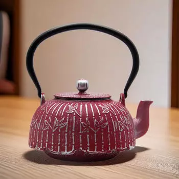 Чугунный чайник для кипячения воды 40,5 унций, традиционный чайник для заваривания чая, подарок любителям красный