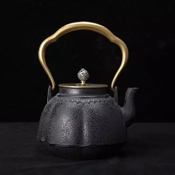Чугунный чайник для заваривания чая Чугунный чайник Диспенсер для чая Железный чайник Чугунный чайник для газовой индукционной плиты Гостиная Офис чёрный