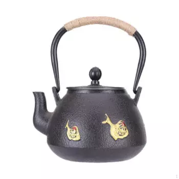 Чугунный чайник объемом 1,2 л с ситечком для использования дома и в ресторане Grape pattern