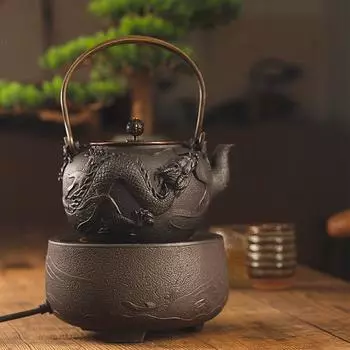 Чугунный горшок в японском стиле с подъемной балкой, чугунный горшок ручной работы, чайный сервиз в стиле кунг-фу, заварной чайник, заварной чайник для кипячения