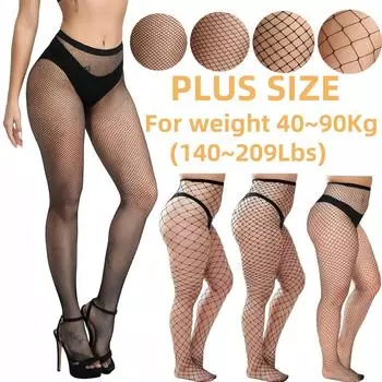 Чулки большого размера с открытыми плечами, подтяжки, сетчатые черные чулки, женские колготки для ночного клуба, сексуальные чулки для девочек Plus Size
