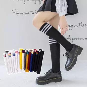 Чулки для девочек. Хлопковые носки. Футбольные носки для мальчиков. Высокие носки. Нескользящие носки до середины икры. 42cm