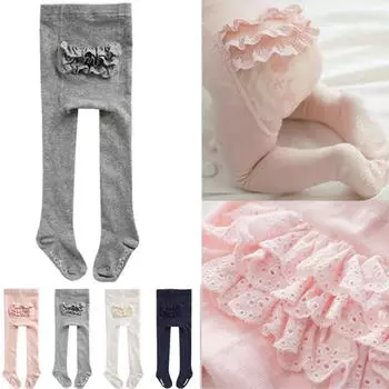 Чулки для маленьких девочек, хлопковые колготки, колготки Bebe, колготки с полипропиленовым дном, милые штаны M белый