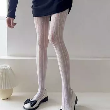 Чулки для похудения с цветочным принтом, однотонные сетчатые чулки, милые сетчатые колготки в полоску, ночные колготки чёрный