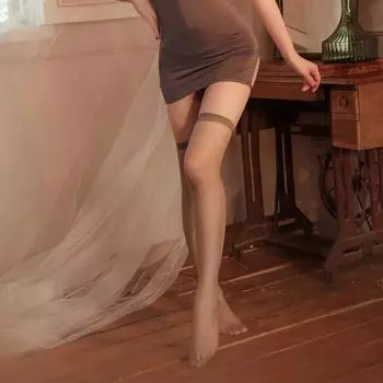 Чулки для секса Чулки выше колена Прозрачные носки Нижнее белье для униформы Носки для аксессуаров Нижнее белье для соблазнения Чулки One size fits all [recommended 80-60kg] чёрный