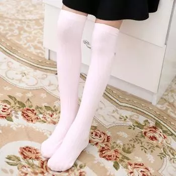 Чулки из чесаного хлопка для детей Чулки выше колена для младенцев Хлопковые чулки S 1-5years old бежевый