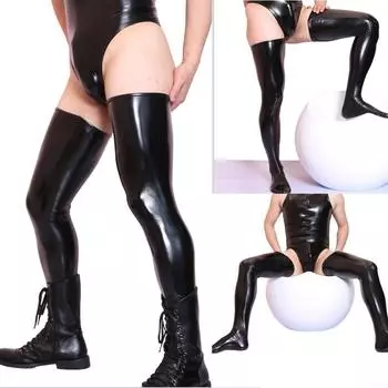 Чулки из искусственной кожи, леггинсы, Клубная одежда, сексуальные высокие носки, мужские мужские мокрые носки
