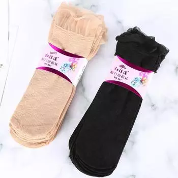 Чулки кружевные невидимые средней длины: Женские тонкие кружевные короткие чулки весна-осень One Size