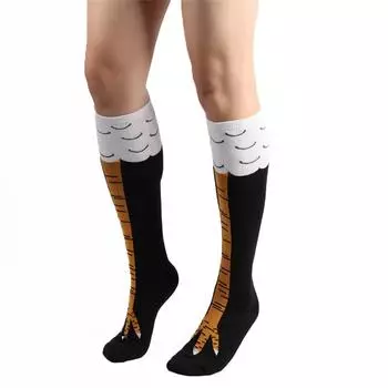 Чулки Мультяшные носки, носки до колена, носки с куриными лапками Onesize