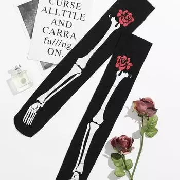 Чулки на Хэллоуин Медсестра Окровавленные чулки Вечеринка Фестиваль Пират Высокие чулки Голова призрака one size fits all чёрный