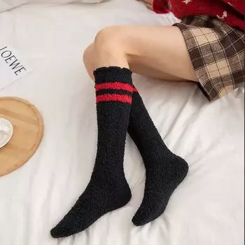Чулки осень-зима мягкие носки из телячьей шерсти носки из кораллового флиса женские чулочно-носочные изделия чулки чистого цвета серый