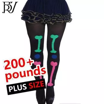 Чулки с мультяшным принтом на Хэллоуин и Рождество - праздничные колготки для праздничных вечеринок и костюмированного реквизита Large size, skeleton