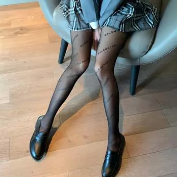 Чулки с принтом Английские буквы Произвольный покрой Чулки Сексуальные прозрачные шелковые носки One Size