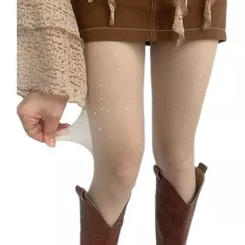 Чулки с яркими блестками Galaxy: Ультратонкие прозрачные колготки из черного шелка со звездочками hot diamond чёрный