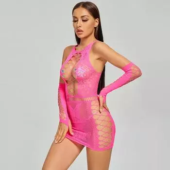 Чулки, сексуальное нижнее белье, костюм, пижама, женский комбинезон, эластичное прозрачное боди, сетчатая одежда, большие размеры, до бедра, с высокой кружевной сеткой one size