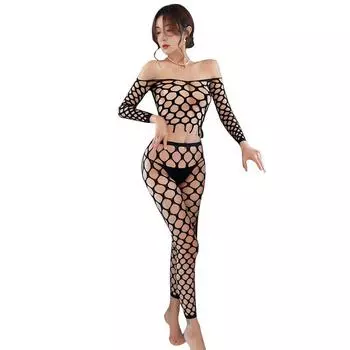 Чулки, сексуальное женское белье, кружевное прозрачное боди, прозрачная пижама до бедра, открытая промежность, эластичная сетчатая одежда, женская сетка one size