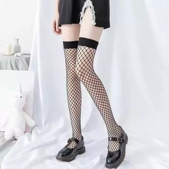 Чулки средней сетки для женщин Ms Lady Lingerie Thigh Hosiery Woman Over Knee Luokou Stocking Medias De Mujer