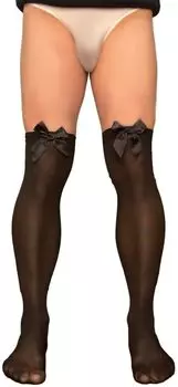 Чулки унисекс до колена с лентой, сексуальные колготки, высокие носки, внутренние брюки, шорты, гетры, колготки [Miracroute] для мужчин (Черный/черный)