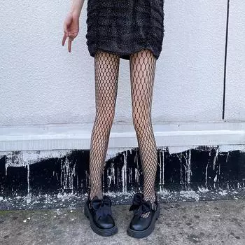 Чулки в крупную сетку - сексуальные, тонкие, не зацепляются, ажурный дизайн (Стиль 3090) One Size Simple Pack чёрный