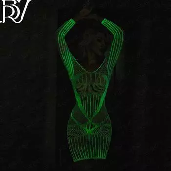 Чулки в сеточку Luminous Fishnet - сексуальные, тонкие, полые флуоресцентные колготки белого цвета. Open crotch