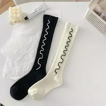 Чулки женские JK японский стиль однотонные длинные носки женские чулки JK Лолита милые девушки кавайные милые гольфы чулки чёрный