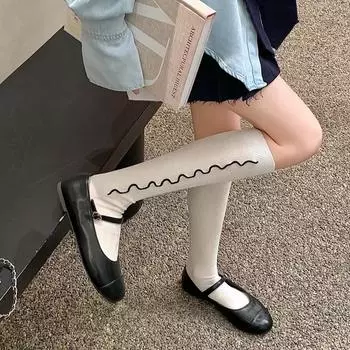 Чулки женские JK японский стиль однотонные длинные носки женские чулки JK Лолита милые девушки кавайные милые гольфы чулки чёрный