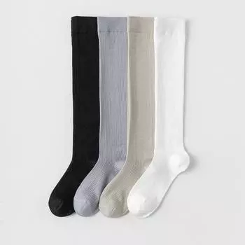 Чулки женские летние ультратонкие прозрачные дышащие гольфы чулки JK школьные женские однотонные черные белые длинные носки белый