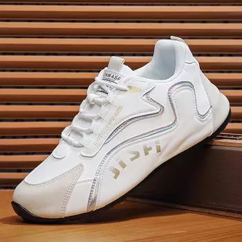 Chunky Sneaker Plus Size 45 46 47 Men Designer Cover Bottom Board Shoes Fashion Casual Leather Increased Internal Platform Shoes 39 белый