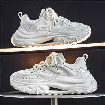 Chunky Sneakers Men Designer Hollow Sole Sport Shoes Fashion Casual Fabric Breathable Height Increased Flat Platform Board Shoes 39