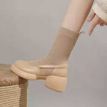 Chunky Women s Ankle Sock Boots Elastic Booties Platform Female Short Shoes Comfortable and Elegant Sale Hot Winter 2024 Pu Boot 35