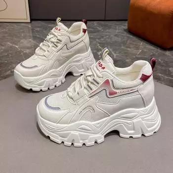 Chunky Women s Fashion Increased 6cm Sneakers Spring Autumn Hot Sale Breathable Casual Shoes Student Girl Soft Vulcanized Shoes 35