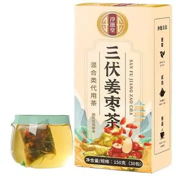 Chunzitang Three-Fu Ginger Jujube Tea — оздоровительный чай без сахара 1 box