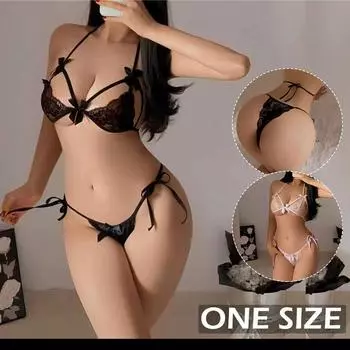 Чувственное нижнее белье, прозрачный открытый бюстгальтер, комплект Bilizna, сексуальные интимные обнаженные трусики с вырезами, экзотические комплекты one size