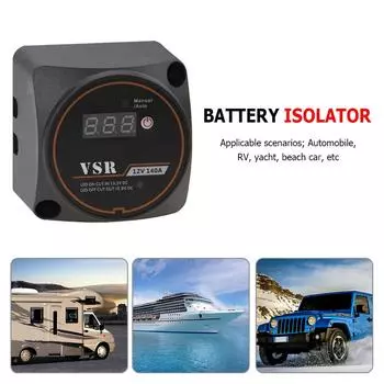 Чувствительное к напряжению реле разделенной зарядки, двойная аккумуляторная система, цифровой дисплей VSR 12 В 140 А для кемпера, автомобиля, яхты, умный изолятор
