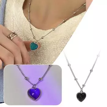 Чувствительное к температуре ожерелье Ожерелье в форме сердца Темпераментное подвесное ожерелье на шею Ювелирные изделия One Size серебряный