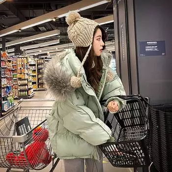 Чувствую себя очень хорошо выглядящей пуховая куртка женская зимняя свободная хлопковая куртка с меховым воротником модная куртка в иностранном стиле в стиле колледжа куртка в стиле хлеба S recommends within 52.5 kg