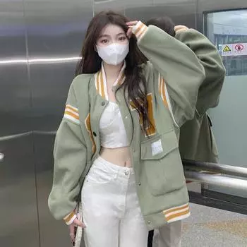 Чувствую себя супер красивым пальто женское весна и осень 2024 новый ретро уличный нишевый кардиган свитер бейсбольная майка S