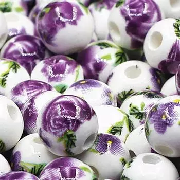 Chxiuu Serie Керамические бусины 8 мм Цветочная круглая бусина Материалы ручной работы 3 цвета 26 шт. для изготовления ювелирных изделий из браслета и ожерелья своими руками 8mm синий