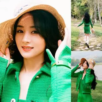 Чжао Лиин, та же универсальная соломенная шляпа, женская вышитая цветочная шляпа для отпуска, путешествия по морю, пляжная шляпа, солнцезащитная шляпа от солнца Hat circumference (55-60cm)