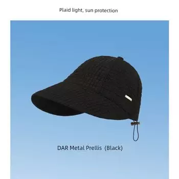 Чжао Лусы Шляпа от солнца в том же стиле Быстросохнущая Летняя Солнцезащитная Нишевый Стиль Панама Женская Модная Защита от УФ-лучей Солнцезащитная Шляпа C2228DAR metal Gingham sun hat dy Black M(56-58cm)
