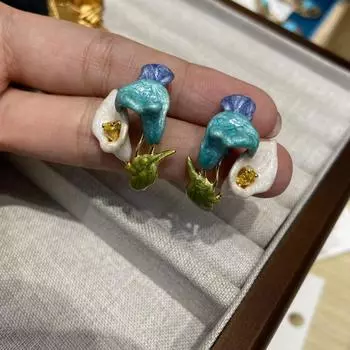 Чжао Рут летние женские эмалевые капающие масляные цветные серьги-гвоздики в виде ландыша, Мори фея красота маленькие свежие женские серьги