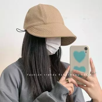 Чжао Рут с тем же лицом, маленькая простая панама, женская осенне-зимняя регулируемая солнцезащитная козырек-шляпа для отдыха на природе Adjustable хаки