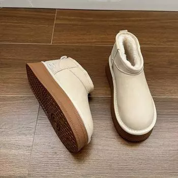 Чжоу Дунъюй, те же самые зимние ботинки для женщин на зиму 2024 года, водонепроницаемые и стираемые, ворсистые и утолщенные теплые хлопковые ботинки, нескользящие. 35 коричневый