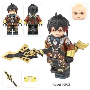 Чжунли Импакт Геншин Ху Тао Райдэн Сёгун Цици Игрушка-конструктор для пресса для детей Zhongli