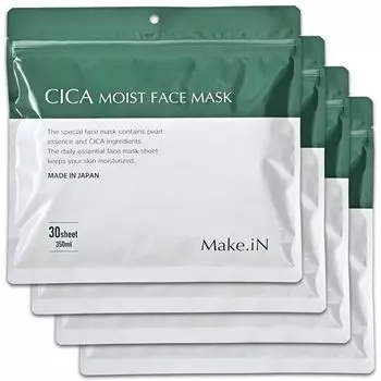 CICA MOIST FACE MASK 30 шт. в упаковке Маска для лица Сделано в Японии Beauty Ingredients Увлажняющая домашняя эстетическая тканевая маска Увлажняющий уход за кожей Make.iN